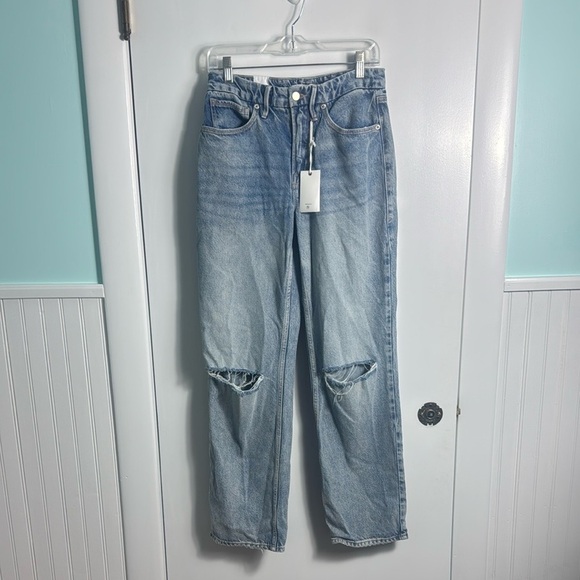 NWT Good American Good '90s Ripped High Waist Relaxed Jeans in Indigo293 Size 26 - Picture 2 of 13